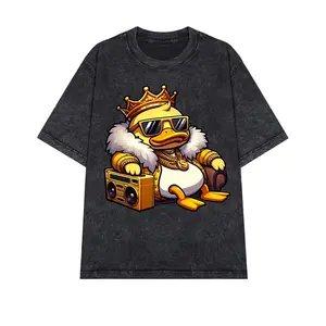 Royal Duck Bling Washed Tee - Oversized Washed T-Shirt in Premium Cotton for Casual Wear - MELISSA ANN
