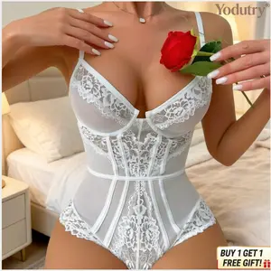 Women’s Pink Lace Bodysuit| Slim Fit Spaghetti Strap Teddy| Fashion One-Piece