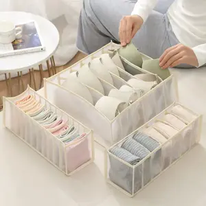 3Pcs Sock Underwear Organizer Dividers, Underwear Drawer Organizer, 6/7/11 Cell Fabric Foldable Cabinet Closet Organizers and Storage Boxes for Storing Bras Panties Ties Socks Scarves Clothes Scarf Storage