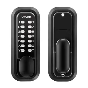 VEVOR Mechanical Keyless Entry Door Knob, 2.0 Code Upgrade, 4-7 Digit Combination, Single-Sided Button Keypad, Auto-Locking, for Garden Gates & Indoor/Outdoor Use, Black