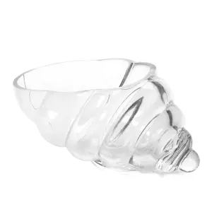 Clear Glass Shell Vase 8 Long Decorative Bowl for Entryway, Tabletop, or Office - Tropical Design - Multi Functional Use