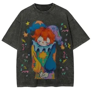 valentine shirts Vintage Distressed Cute Clown - Vintage Pretty Clowns Tee - Funny Circus Clown Cute Oversized Wash T-Shirt - Unisex Streetwear