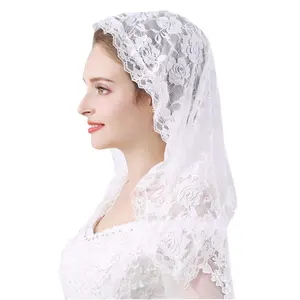 Lace Mantilla Veil Soft and comfortable 7 Colors Spanish Style Rose Lace Veil Head Covering D Shape