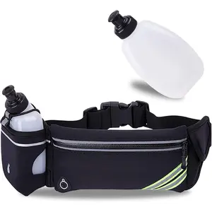 Reflective Running Belt with Water Bottle Holder, Unisex Hydration Waist Fanny Pack Pouch Fits iPhone 17 16 15 14 13 12 11 Pro Max Xs 16e Xr X Plus Mini/Galaxy for Running