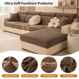 All-Season Plain Style Triangle Plush Sofa Cover, Soft Warm Elastic Dustproof, Detachable Washable, Protective Sofa Set
