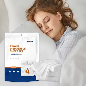 Hotel& Travel Essential: Compressed Space-Saving Disposable Bedding Set Extra-Large, Thick& Soft, Skin-Friendly, Lint-Free, Durable for Multiple Uses, Individually Packed