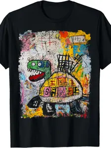 Pop Art Style Turtle S Graffiti T-Shirt Same Style for Men and Women 2026 Summer Short-sleeved Printed T-shirt 180G