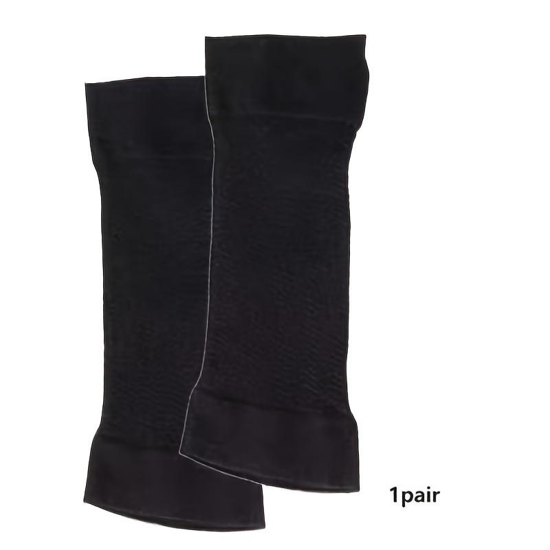 1 Pair Women'S Arm Compression Sleeves, Thin Elastic Knit Shapers for Body Correction, Sporty Solid Color Gloves, Machine Washable & Dry Cleanable, Polyester Material