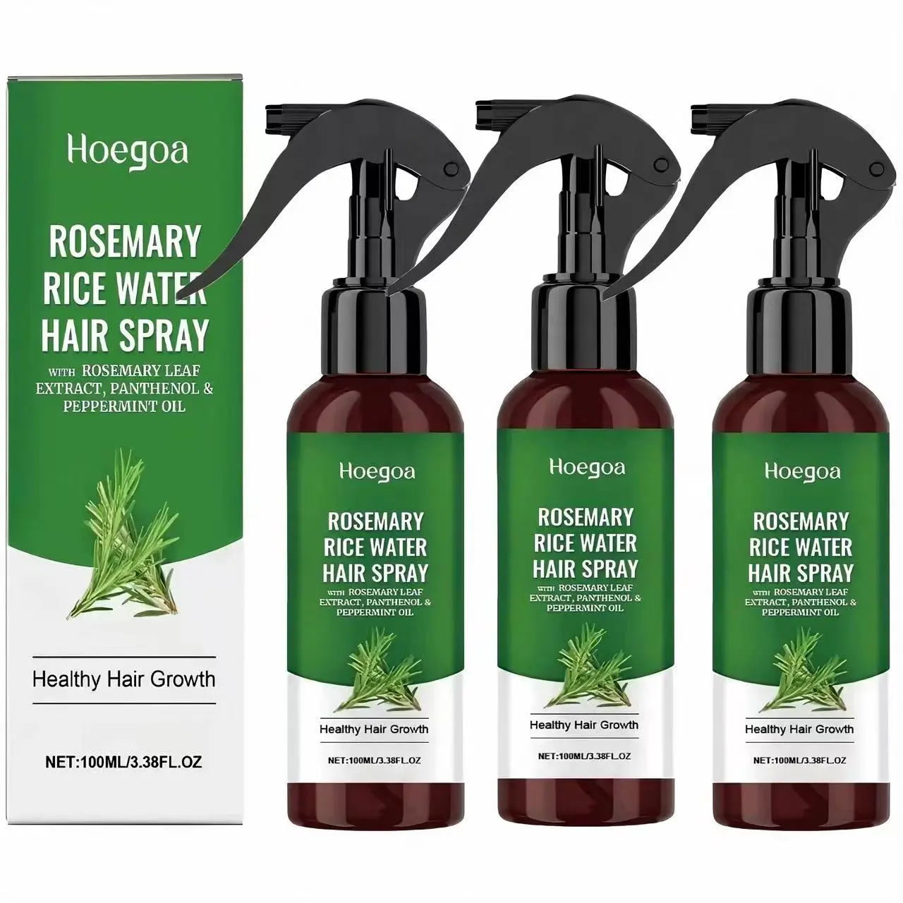 【Buy 2 Get 1 Free】 Rosemary & Rice Water Leave-In Hair Spray for Summer，Infused with rosemary essential oil, peppermint oil, tocopherol and camellia seed oil，Controls oil, moisturizes and nourishes hair， Suitable for men and women. ghusul care frizz