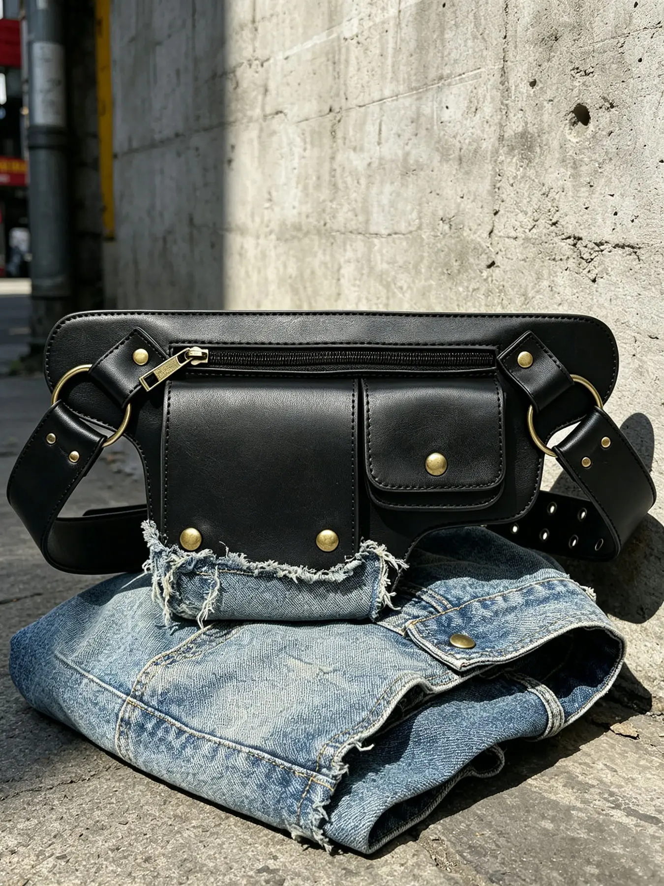 Unisex 4-Way Wear Leather Utility Bag, Convertible Crossbody Sling/Waist Fanny/Thigh Leg/Hip Butt Pack, Streetwear Essential for All Genders, Zipper Fanny Pack, Belt Bag