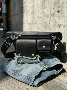 Unisex 4-Way Wear Leather Utility Bag, Convertible Crossbody Sling/Waist Fanny/Thigh Leg/Hip Butt Pack, Streetwear Essential for All Genders, Zipper Fanny Pack