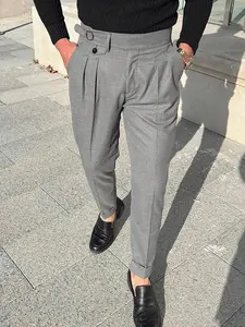 Men's Business Casual Long Pants, Wrinkle-Resistant Sturdy Fabric, Loose Fit Slimming, Daily Commute Wear, Italian Luxury Retro Straight Leg Pants, Business Work Trousers, Fashion