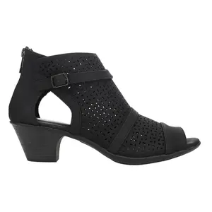 Easy Street Womens Carrigan Cut Out Block  Casual Sandals Casual Low Heel 1-2" - Black
