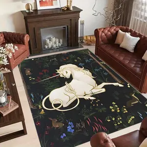 Unicorn Pattern Floor Mat, 1 Count Non-slip Soft Floor Carpet, Washable Decorative Mat for Home Living Room Bedroom Hotel Coffee Shop