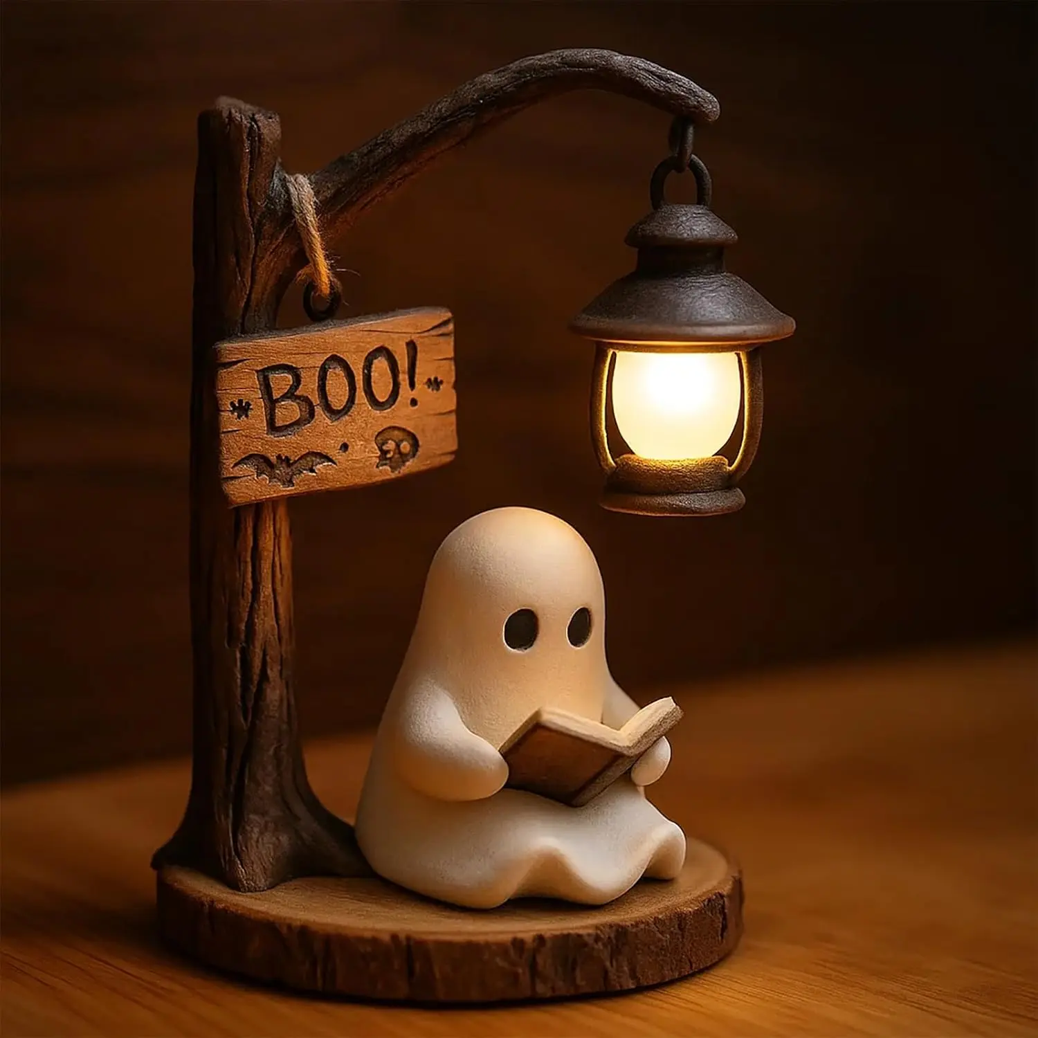 Cute Ghost Reading Lantern - 3D LED Ghost Book Lamp for Halloween & Fall Decor, Ideal Desk/Mantel Light, Perfect Halloween Gift & Birthday Gift for Women (1 Piece)