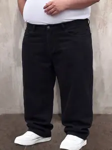 Men's Plus Size Loose Jeans, Wide Leg Classic Denim, Casual Streetwear, Pocket Design, All Seasons, Gift Idea