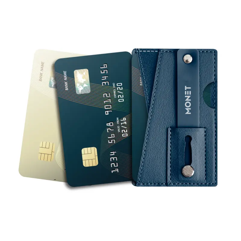 Monet 3 in 1 Adhesive Phone Grip and Slim Wallet Card Holder for Smartphones | Strong Adhesive Sticks To The Back Of Your Phone Case| Never Forget Your Wallet or ID at Home Again