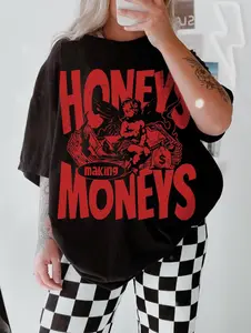 Honeys Making Moneys Tee Trendy Angel Shirt Girl Power Shirt Feminist Tee Vintage Feminism Womens Grunge Tops Dopamine Shirt