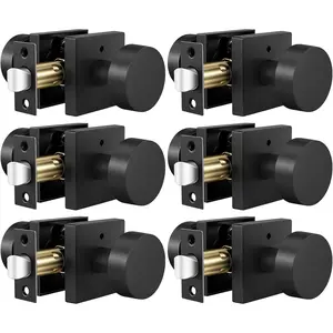Matte Black  Door Knobs for Interior Doors, Zinc Alloy Black Door Knobs Interior for Bedroom & Bathroom, Keyless Lock with  Release, Adjustable & Reversible - 6 Pack
