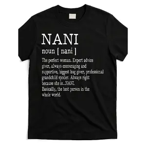 Nani-Definition-Grandma-Mother-Day-Gifts-Women-T-Shirt |   Same style for men and women, 2026 summer short-sleeved printed T-shirt, 180G, Vintage, Crew Neck, Pullover, Slight Stretch, Regular Fit, Drawing Pattern
