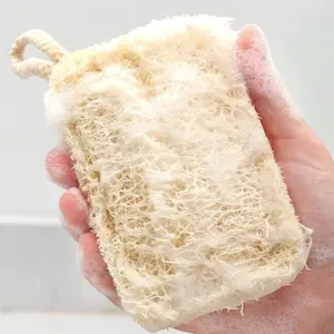 2-Pack Natural Loofah Sponges - & Plant-Based Scrubbers, Kitchen Sponges for Dishes, Pots, Pans - Non-Toxic Dishwashing, Kitchen Cleaning Supplies, for Sensitive Light Beige, Hand Wash Only (Renewable Loofahs)