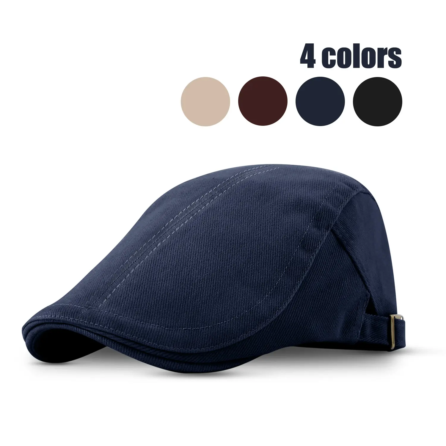 Men's Cotton Newsboy Flat Cap - Adjustable Headwear with a Breathable Fit, Ideal for Driving, Golf & Hunting