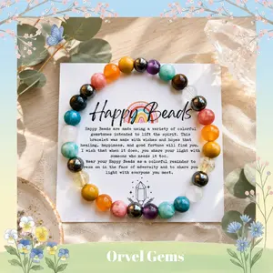 Happy Beads Rainbow Bracelet – Vibrant Rainbow Gemstone Jewelry for Chakra Balance, Joy & Confidence | LGBTQ+ Gift Happiness