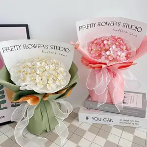 DIY Permanent Magnolia Bouquet Set with Packaging and Ribbon - One Piece Craftsmanship Set, Suitable for Giving to elder and Teachers
