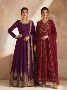 Elegant Embroidered Chiffon Festive Dress for Women | Party Wear Formal Maxi Collection by Rivaaj