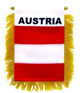 Austria Mini Banner - 4x6 in Glass-Plastic Hanger, Hanging Festive & Party Home Supply for Car Window Display