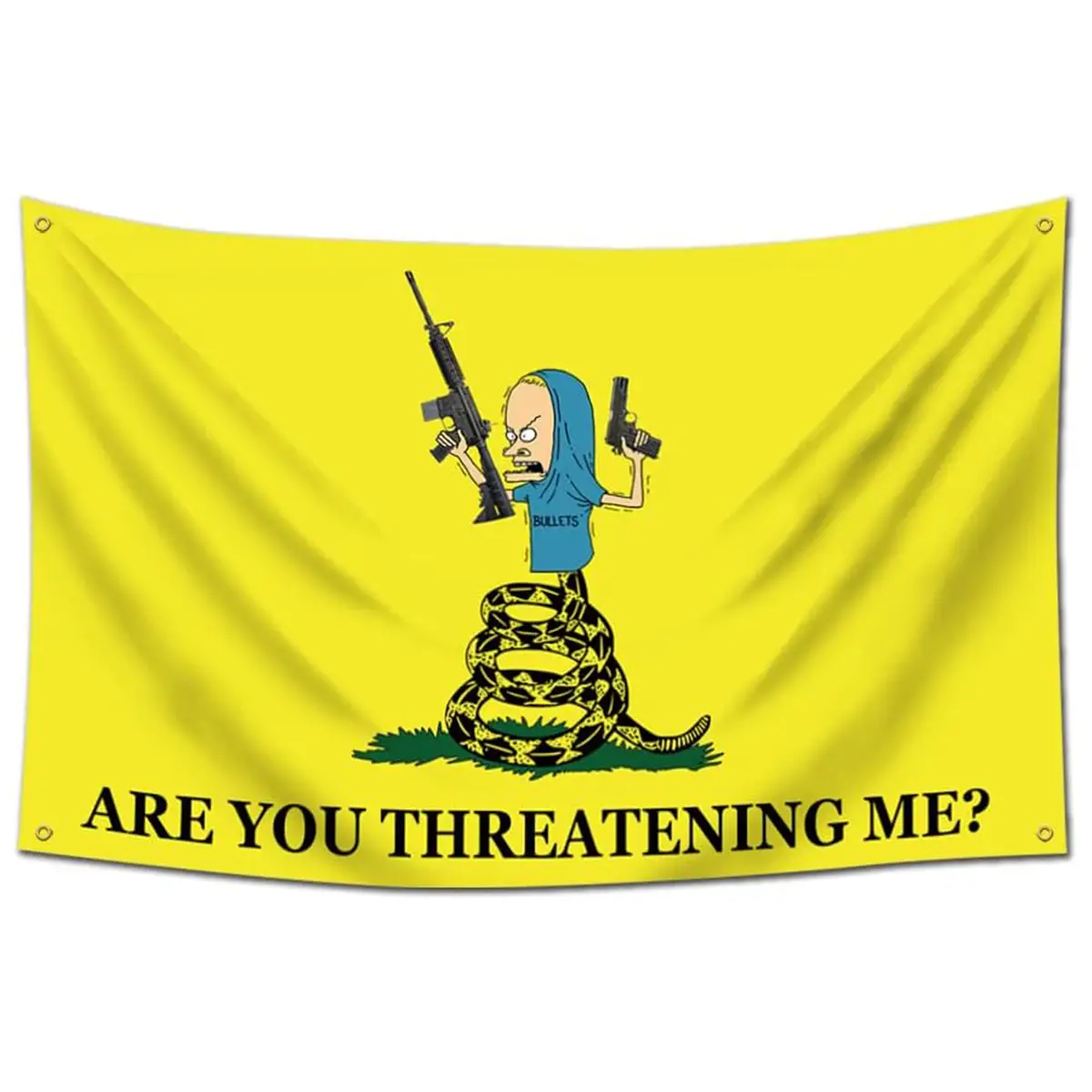 Gadsden Are You Threatening Me 3x5Ft Flag Tapestry UV Resistance Fading for Wall Hanging College Dorm Men Cave Decor Banner with 4 Brass Grommets