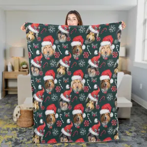 Rough Collie Dog With Candy Blanket, Christmas Decor, Rough Collie Dog Decor, Gifts For Dog Lovers, Christmas Gift, Sofa Throw Blanket Comfort Warmth Soft Blanket Fleece Blanket, Sherpa Blanket