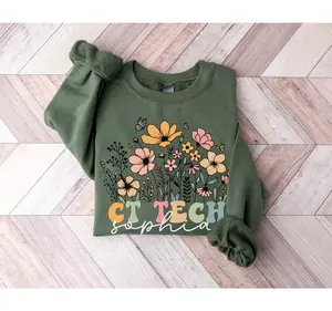CT Tech Shirts Custom, Personalized Ct Technologist Flower Sweatshirt, Computed Tomography Tee, Gift for CT Tech Shirt Christmas, Xray Tech