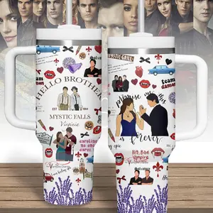 The Vampire Diaries TV Series 40 oz Tumbler With Handle, 40oz Large Handle Mug, Hot & Cold Insulated Cup, Gift for your Health