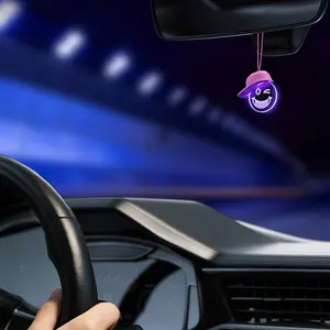 Fun Emoji Car Pendant Light - Led Car Lights USB Rechargeable Ambient Light with Touch Control & Breathing Mode for Vehicle Decoration