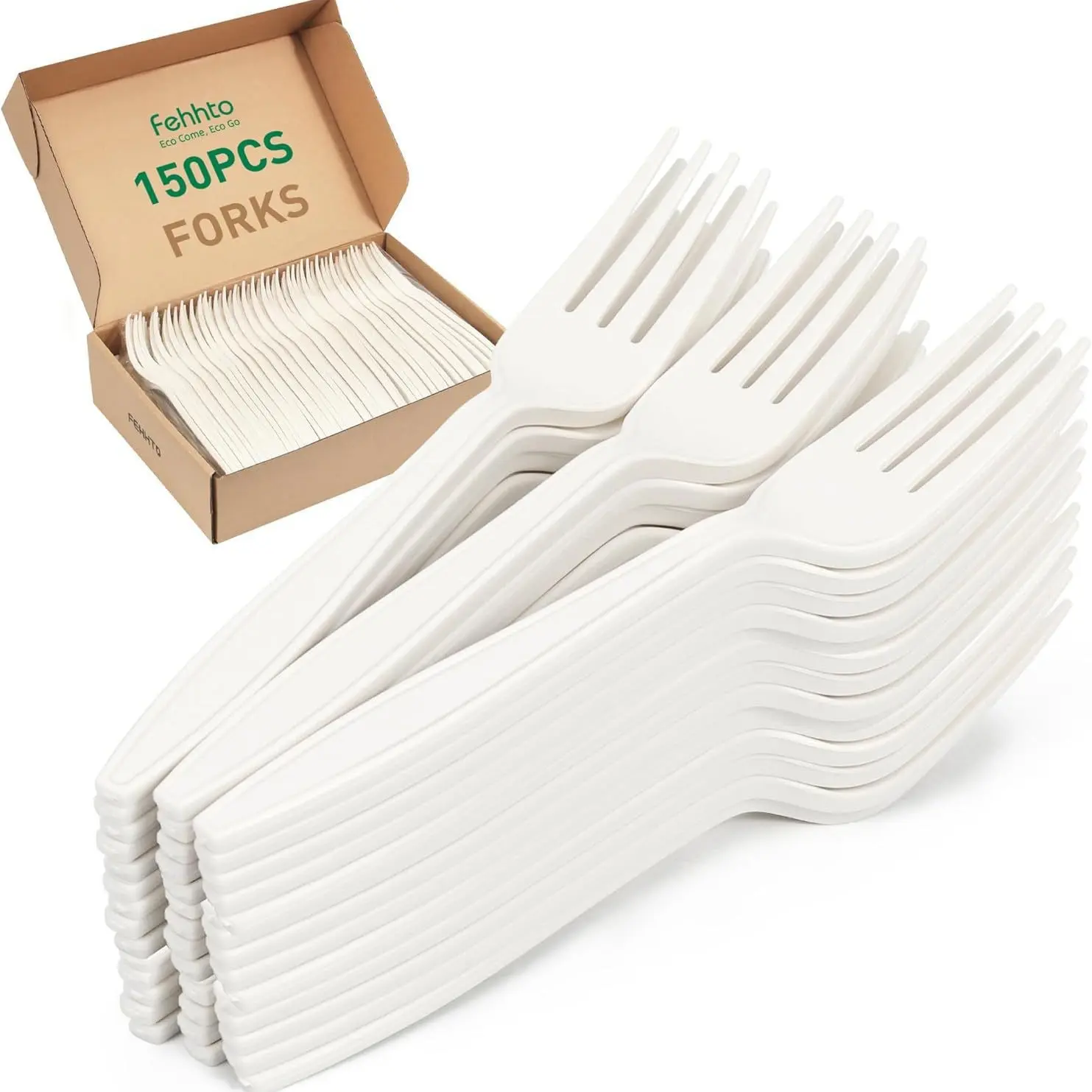 150 Eco-Friendly Disposable Forks, Long Handle Dessert Cake Forks, Reusable Biodegradable Cutlery Set, Perfect for Parties & Events