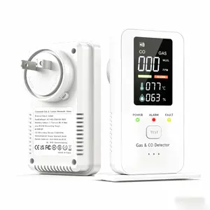 T.K.S 4-in-1 Portable  Detector with Natural Gas & Temperature Humidity Sensors Plug-and-Play Design High-Definition Display Accurate Alerts Ideal for Kitchen Garage RVs Apartments