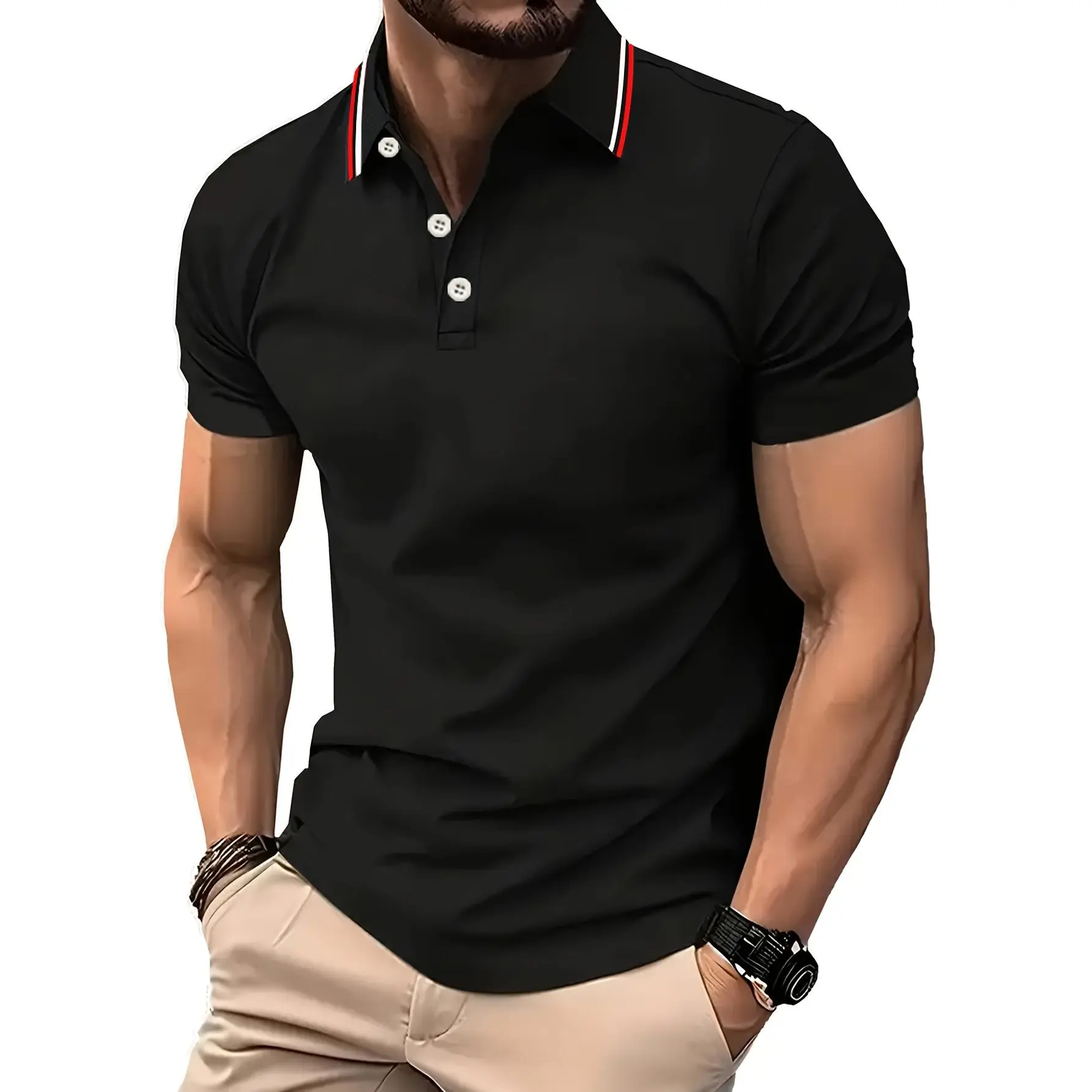 Men'S Short-Sleeve Polo Shirts in Solid Colors, Perfect for Casual Sports, Travel, Outdoor Camping, And Golf. summerwins