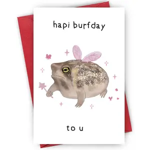 Cute Frog Birthday Card, Funny Birthday Greeting Card with Envelope, Fun Party Cards, Birthday Gift for Family & Friends, Birthday Supplies, Office Supplies