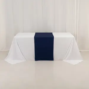 Scuba Polyester Wide Table Runner 24"x72" Navy Blue - Wrinkle-Free Table Linen