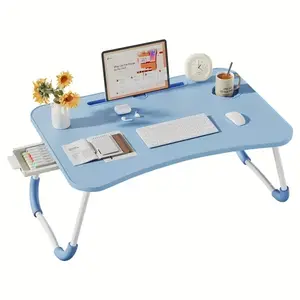 Portable Laptop Bed Desk Tray - Foldable Lap Desk Table with Cup Holder & Drawer for Bed, Sofa, Couch, Studying, Reading, Writing or Eating