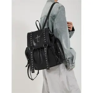 Punk Style Rivet Decor Backpack, Fashionable Backpack for Women & Girls, Casual Trendy Versatile High-quality Daily Commuting Bag