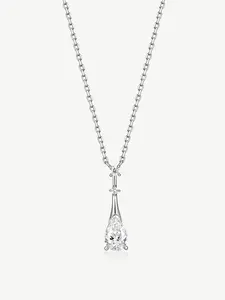 0.5-1 Carat Pear Cut Solitaire Lab-Grown Diamond Pendant Necklace in Platinum 950 Promise Anniversary Birthday Gifts for Women