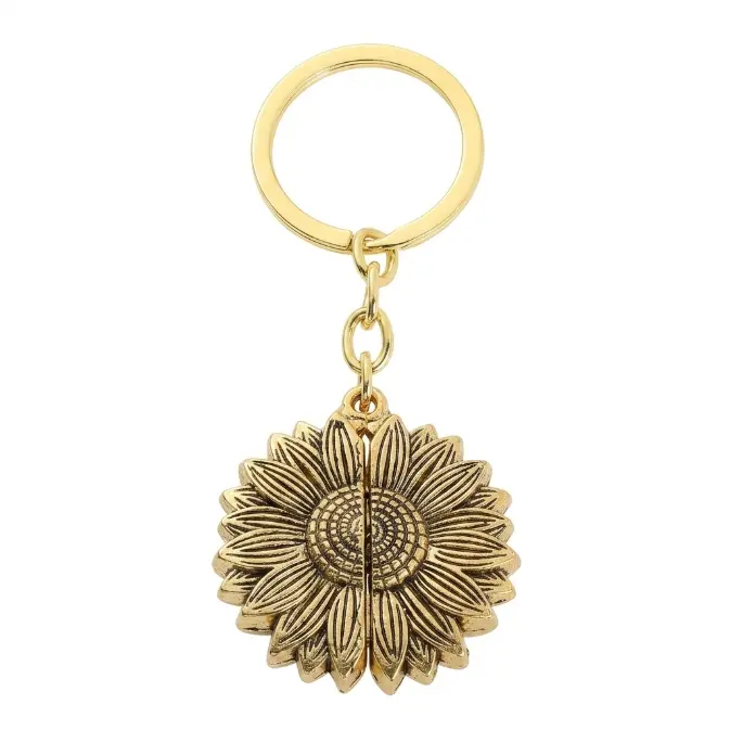 Inspirational Sunflower Locket Keychain, "Keep Going" Hidden Message Charm, Mental Health Support Accessory, Uplifting Gift for Tough Times and Recovery
