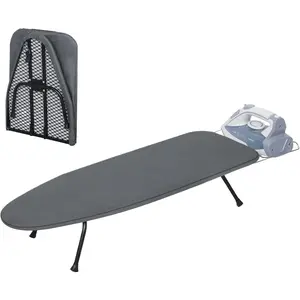 Metal Mesh Panel Tabletop Ironing Board Foldable Heavy Duty Small with Heat Resistant Cover 100% Cotton 8mm Thicken Pad