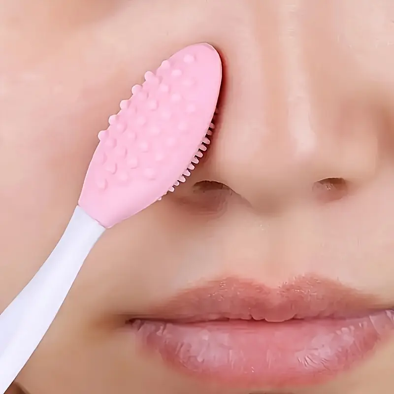 2-in-1 Silicone Nose & Blackhead Removal Brush - Soft, Dual-Sided Exfoliating Facial Cleanser for Men & Women - Formaldehyde-Free Skincare Tool
