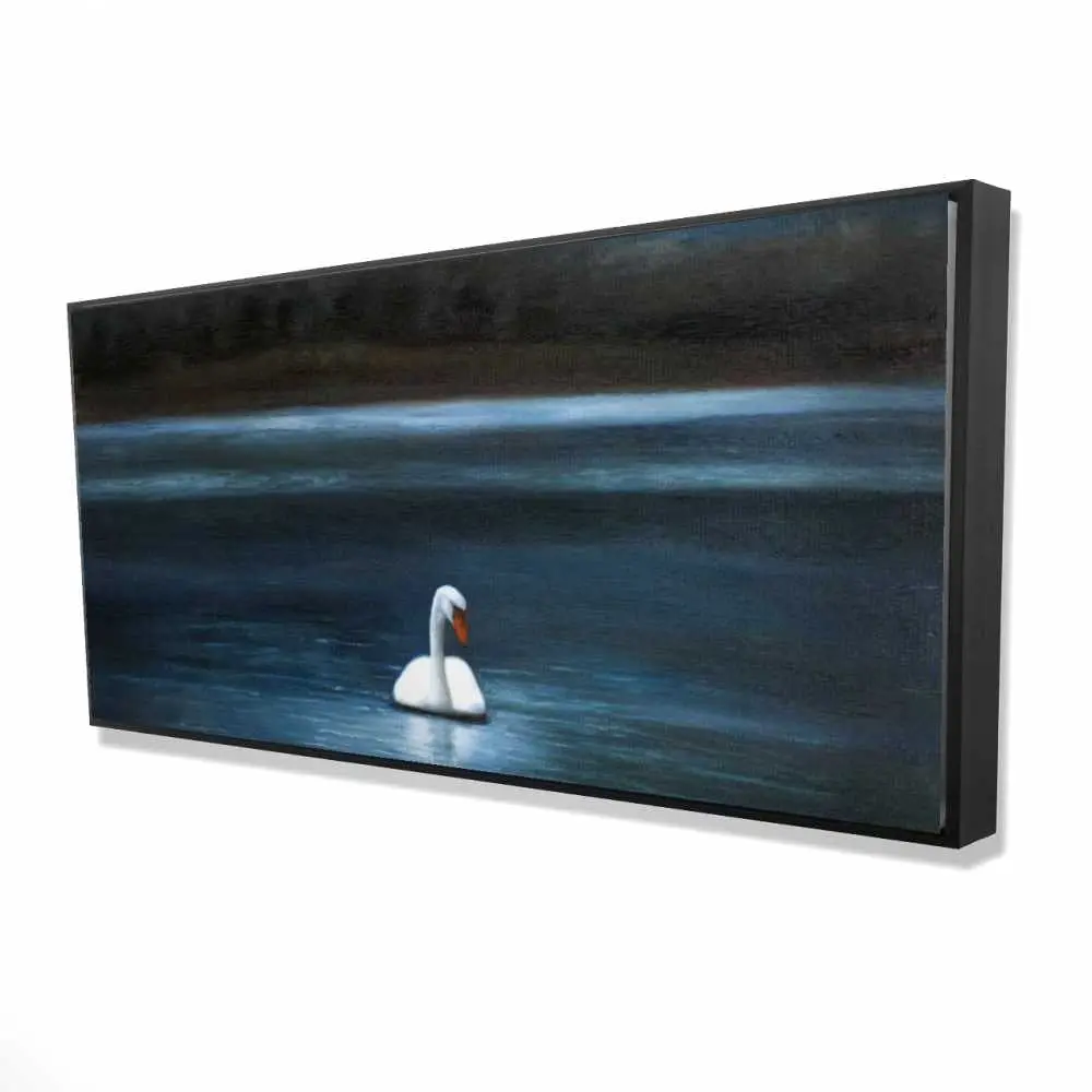 212 MAIN Framed Canvas Artwork - 24x48 in, 11.24 lbs, Nature-Inspired Swan Animal Design, Brown Frame, Home Decor for Bedroom, Ideal Anniversary Gift (Model 2081-2448-AN522), Serene Colors