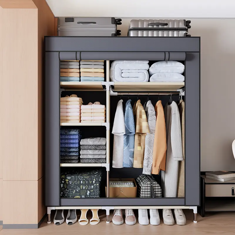 1 portable wardrobe with drawers - self-standing, reinforced steel frame, easy to assemble, weather-resistant,  bedroom dormitory rental room room accessories room decor