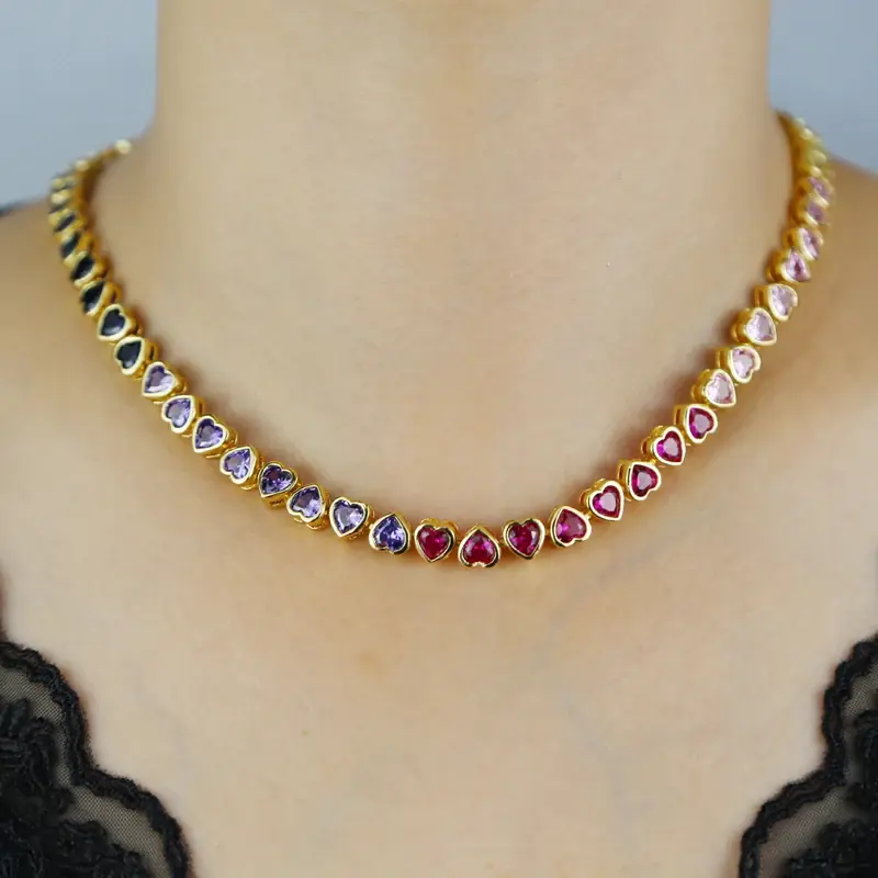 Heart Shaped Tennis Necklace