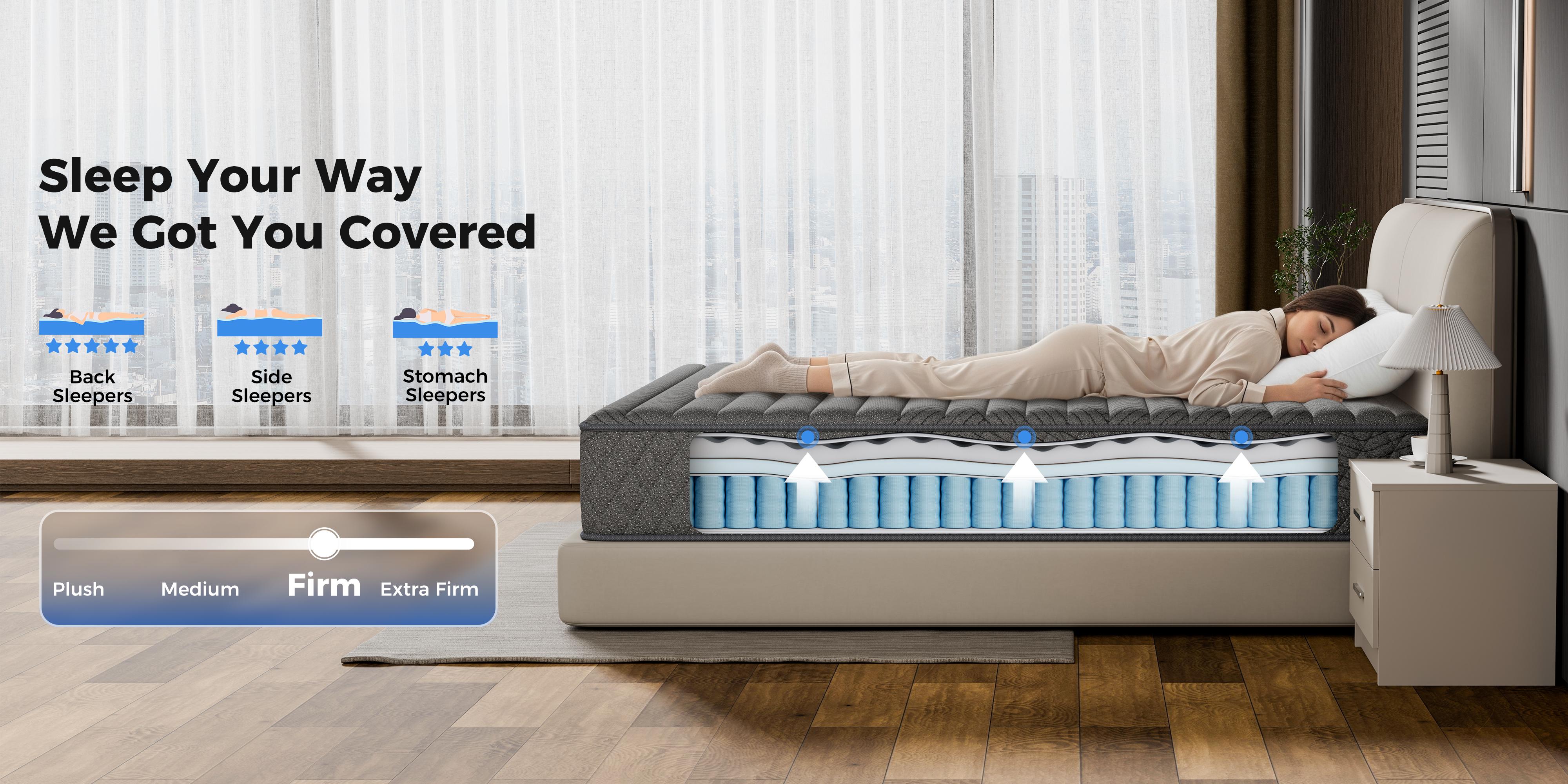 80*76" Twin XL Mattress for College Dorm - Euro Top Hybrid Bed in a Box, Superior Edge Support & Ergonomic Spine Alignment, Breathable Medium Firm Spring Mattress, Non-Toxic & SGS Certified, Easy Setup
